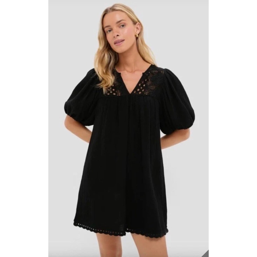 Tuckernuck Hyacinth House Diana Mini Dress Women's Medium Gauze Cotton Black